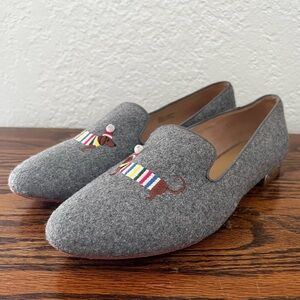 Talbots Dachshund Dog Stocking Cap Gray Textile Loafers Size 8